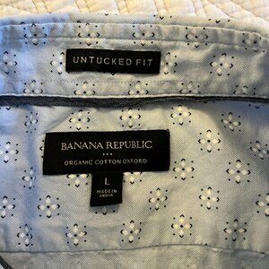 BANANA REPUBLIC UNTUCKET FIT SZ LARGE ORGANIC COTTON SS OXFORD SHIRT